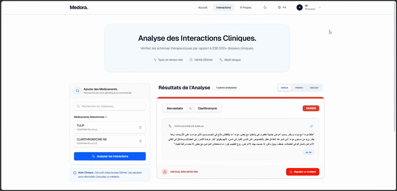 Medora clinical drug interaction checker and HealthTrust telehealth platform